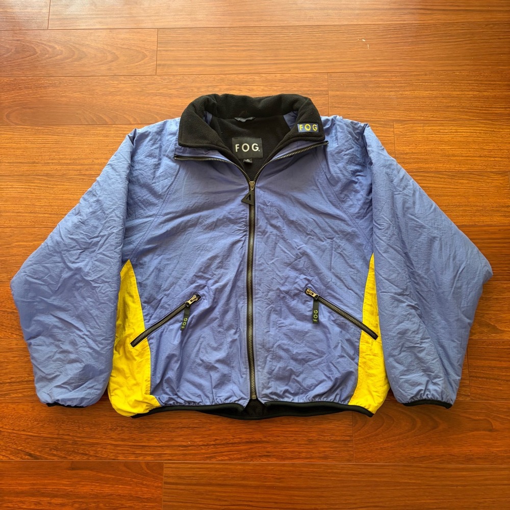 Vintage FOG London Fog Blue Yellow Fleece Lined Windbreaker Jacket XL